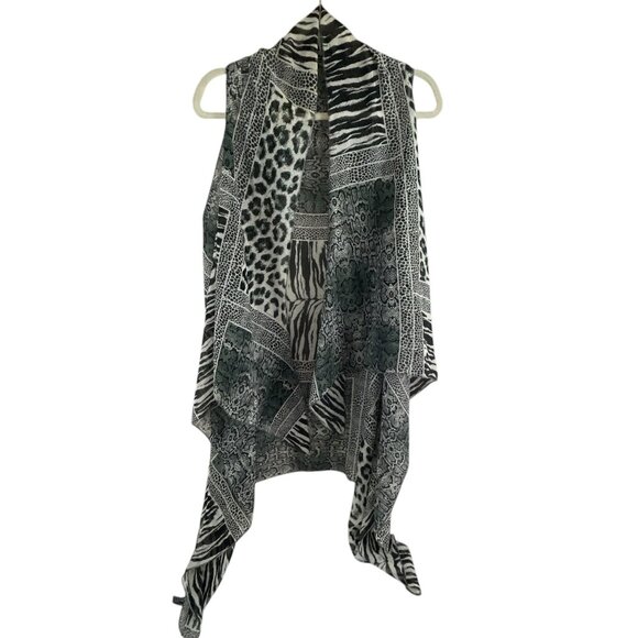 Sax Womens Animal Print Open Front Kimono Vest Duster Lightweight One Size Artsy - Picture 10 of 12